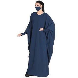 Elegant kaftan abaya with elasticated sleeves- Dark Teal